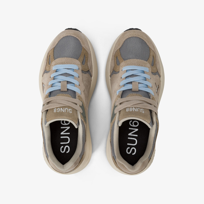 Venus suede and mesh sneaker BEIGE