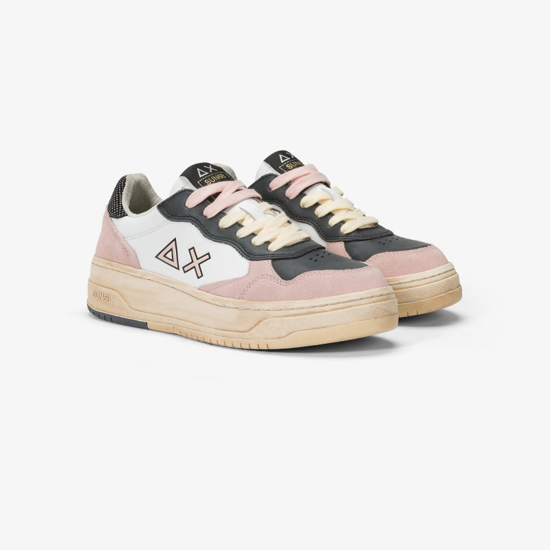 Basket Love Lady leather and suede sneaker WHITE/PINK