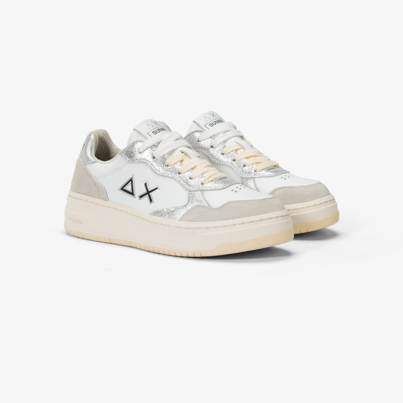 Basket Love Lady leather and suede sneaker WHITE/SILVER