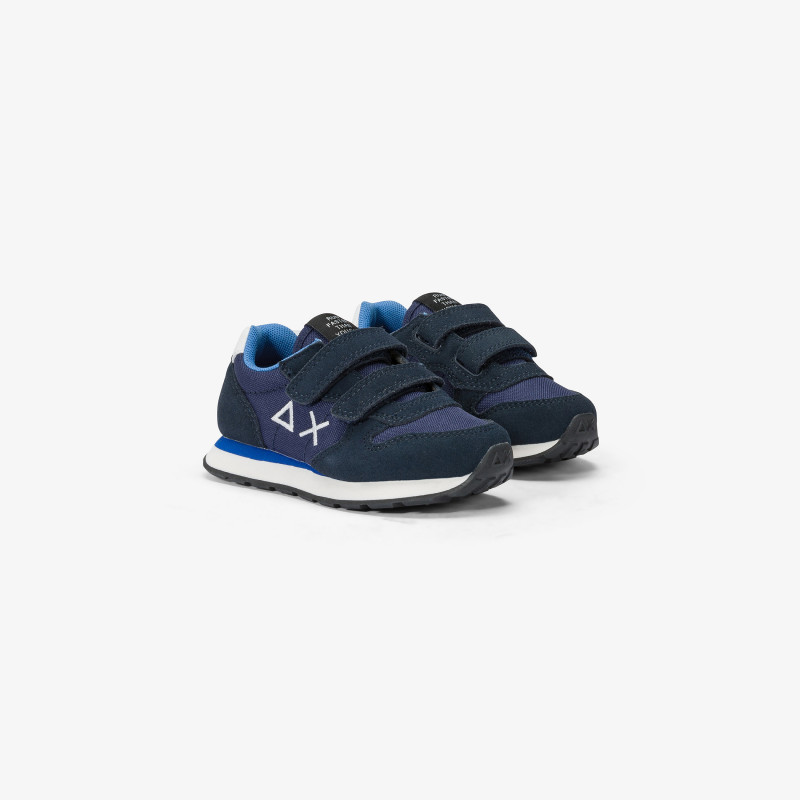 Boys’ Tom nylon and suede sneaker NAVY BLUE