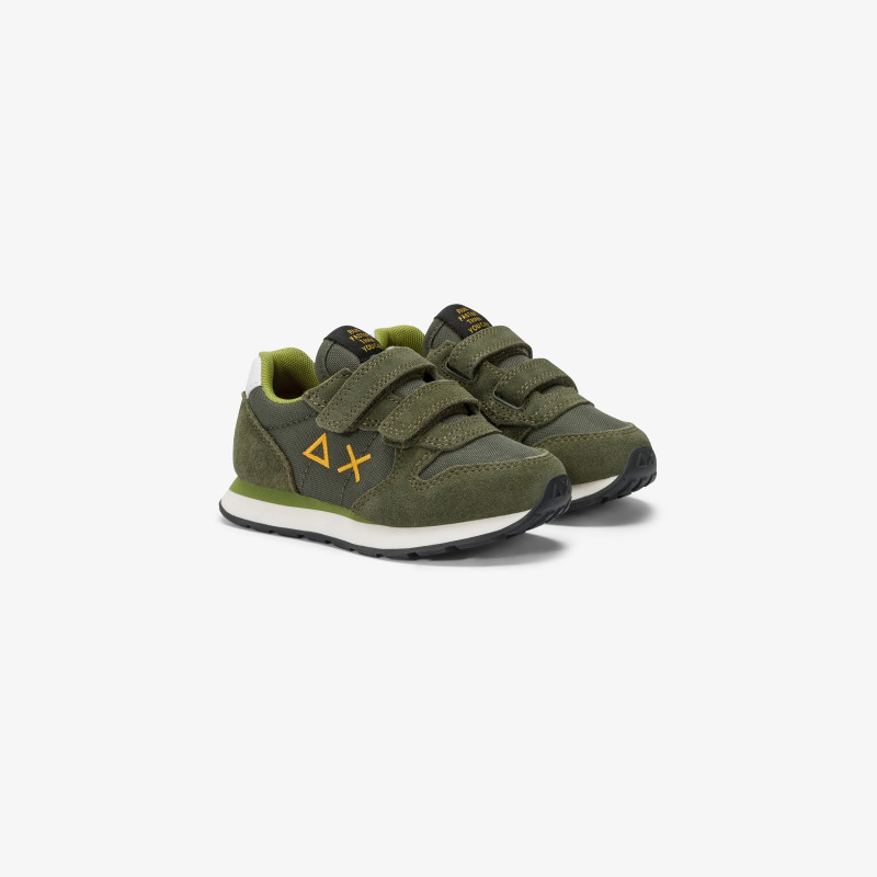 Boys’ Tom nylon and suede sneaker DARK MILITARY