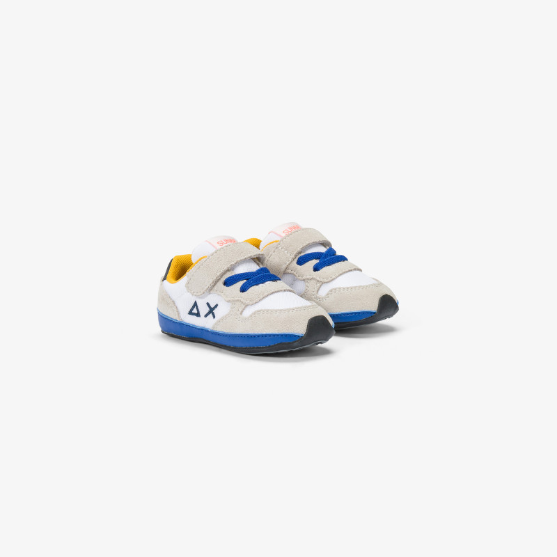 Boys’ Tom nylon and suede sneaker WHITE