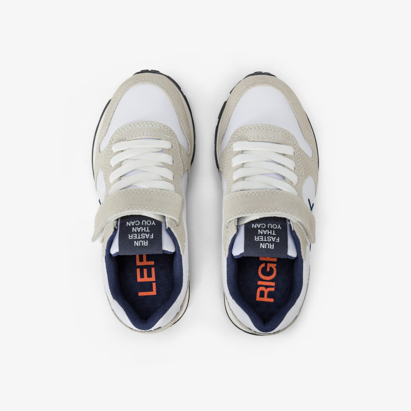 Boys’ Tom Classic nylon and suede sneaker WHITE