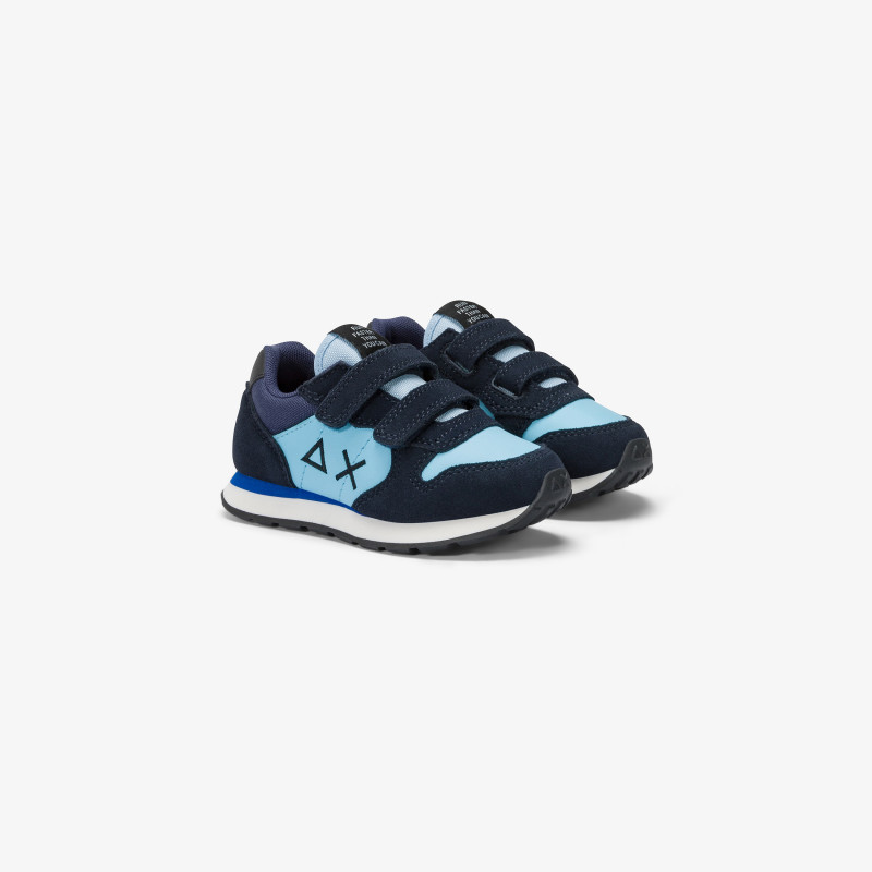 Boys’ Tom Color nylon, suede and leather sneaker NAVY BLUE