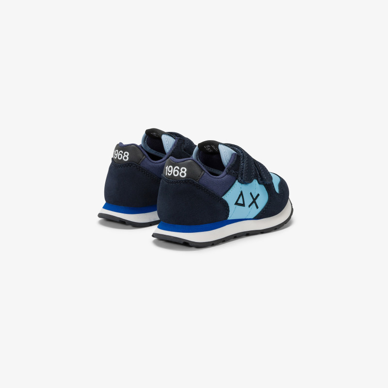 Boys’ Tom Color nylon, suede and leather sneaker NAVY BLUE