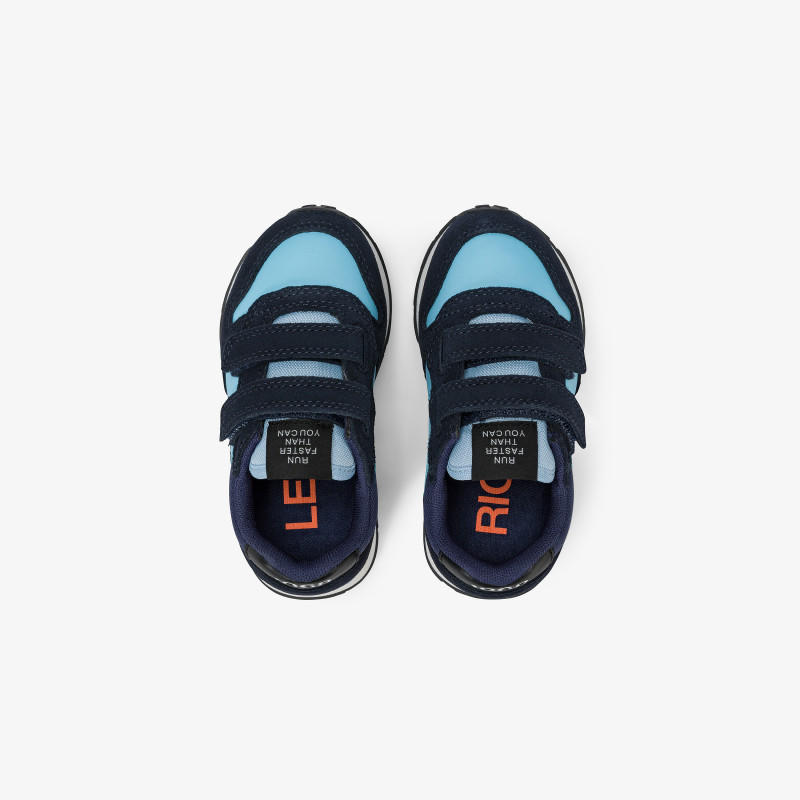 Boys’ Tom Color nylon, suede and leather sneaker NAVY BLUE