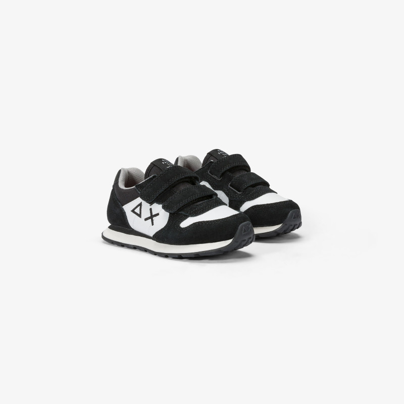 Boys’ Tom Color nylon, suede and leather sneaker BLACK