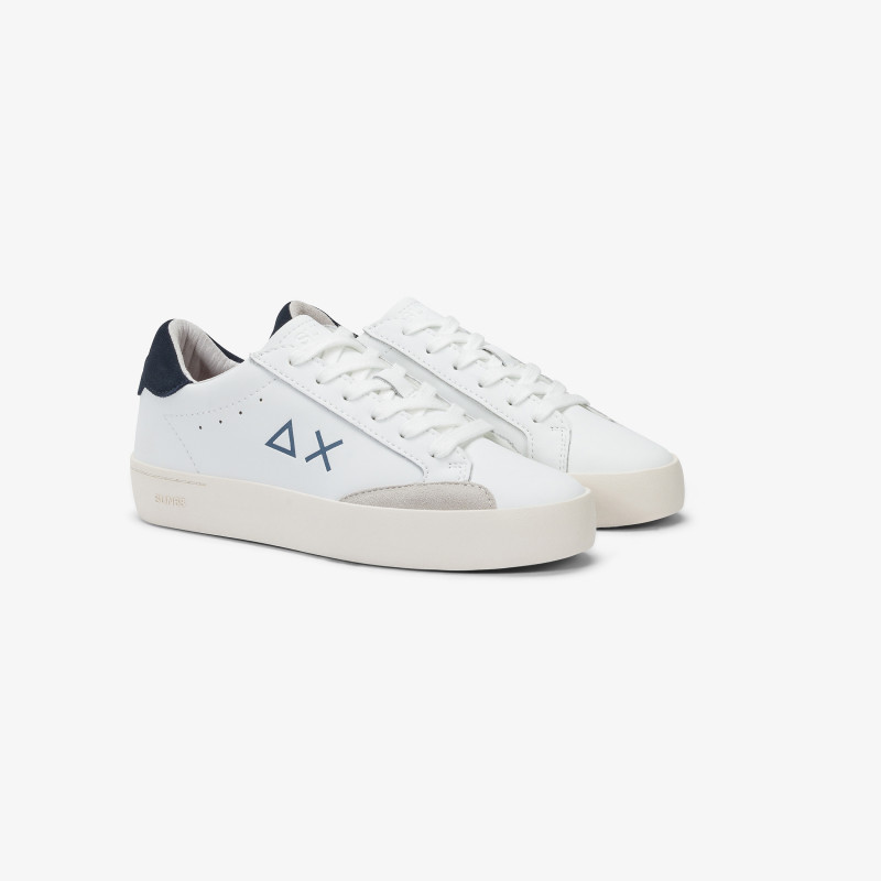 Sneaker Boy's Street in pelle BIANCO/NAVY BLUE