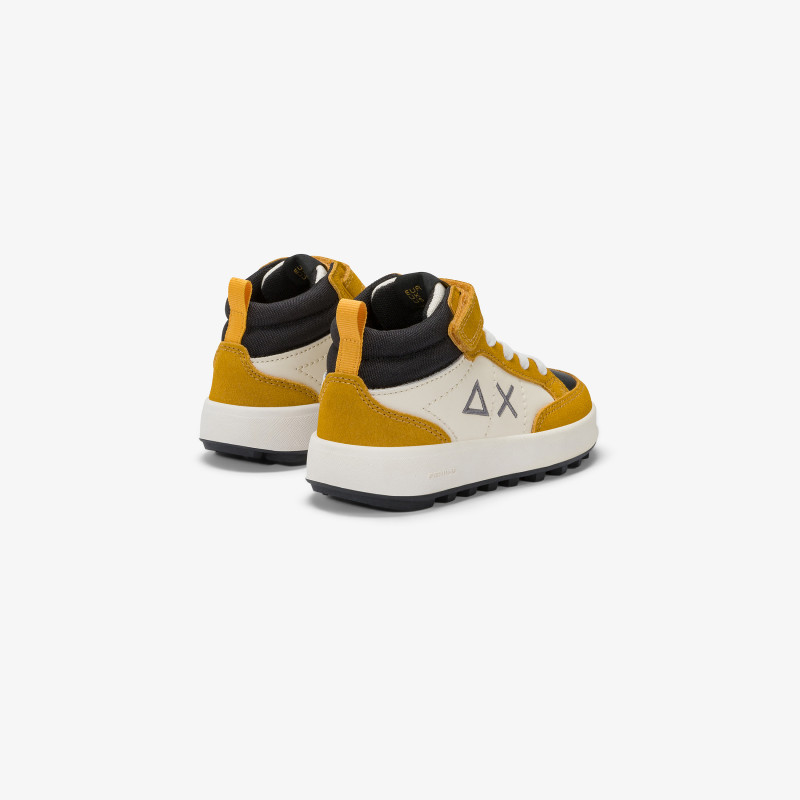 Sneaker Boy's Genius mid top in pelle e nylon GIALLO