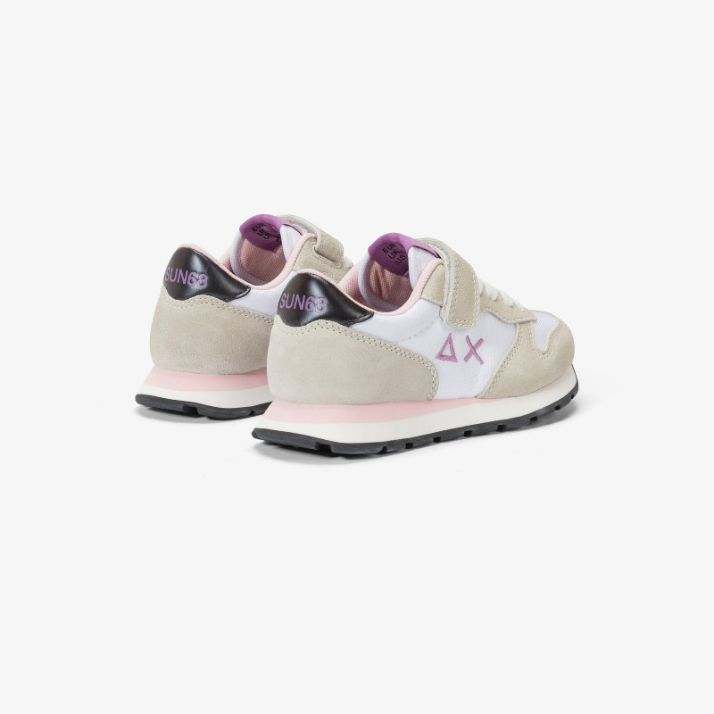 Girls’ Ally nylon and suede sneaker WHITE