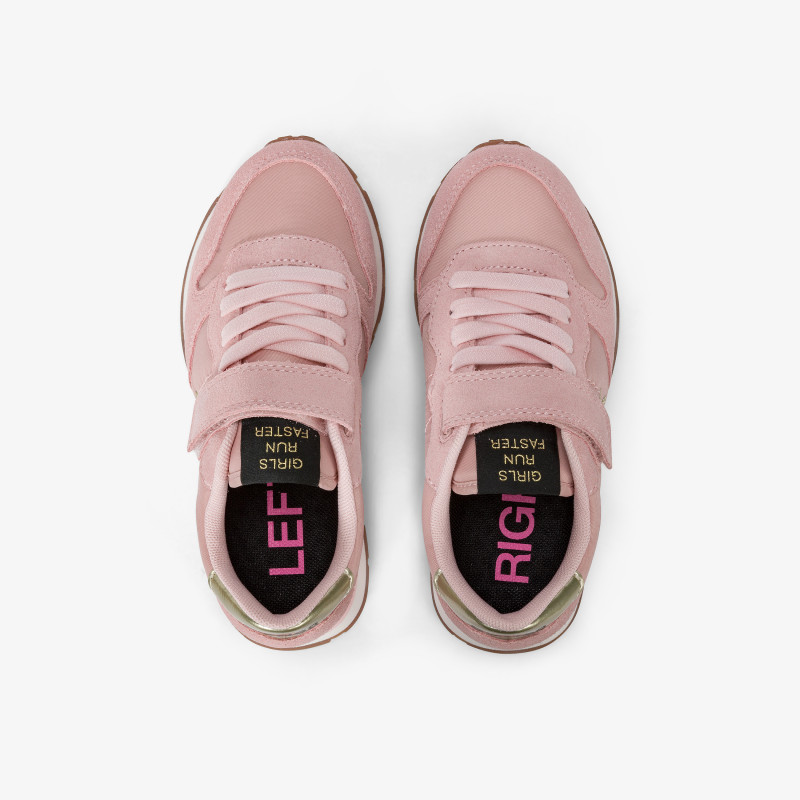 Girls’ Ally Gold nylon and suede sneaker PINK