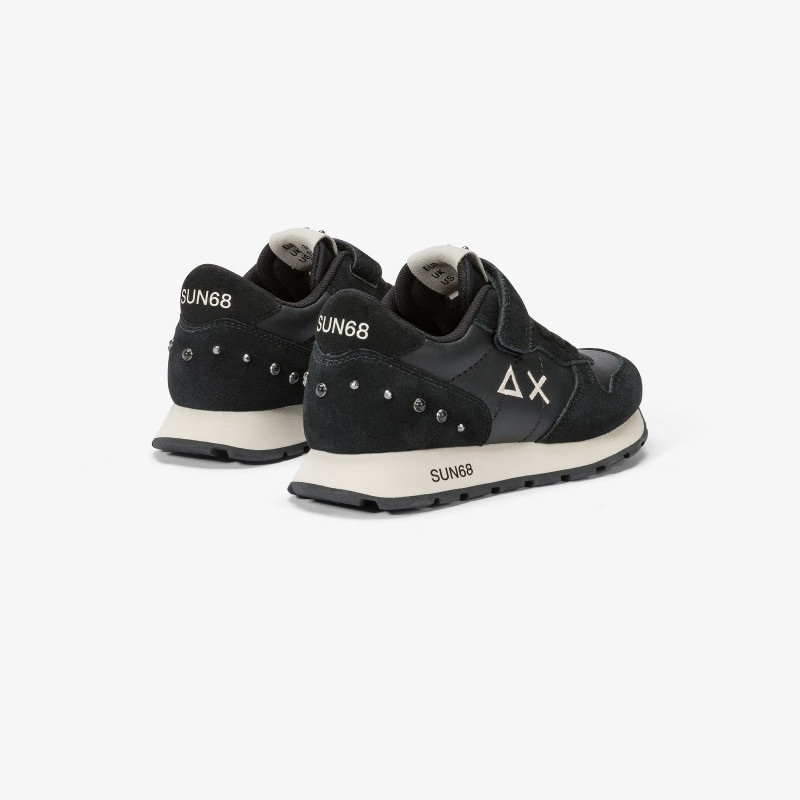 Girls’ Ally Studs leather and suede sneaker BLACK