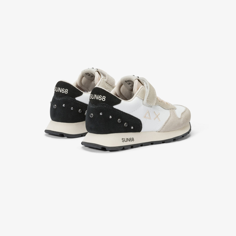 Girls’ Ally Studs leather and suede sneaker OFF WHITE