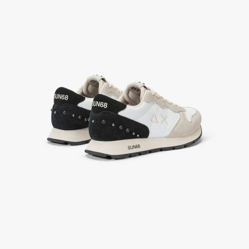 Girls’ Ally Studs leather and suede sneaker OFF WHITE