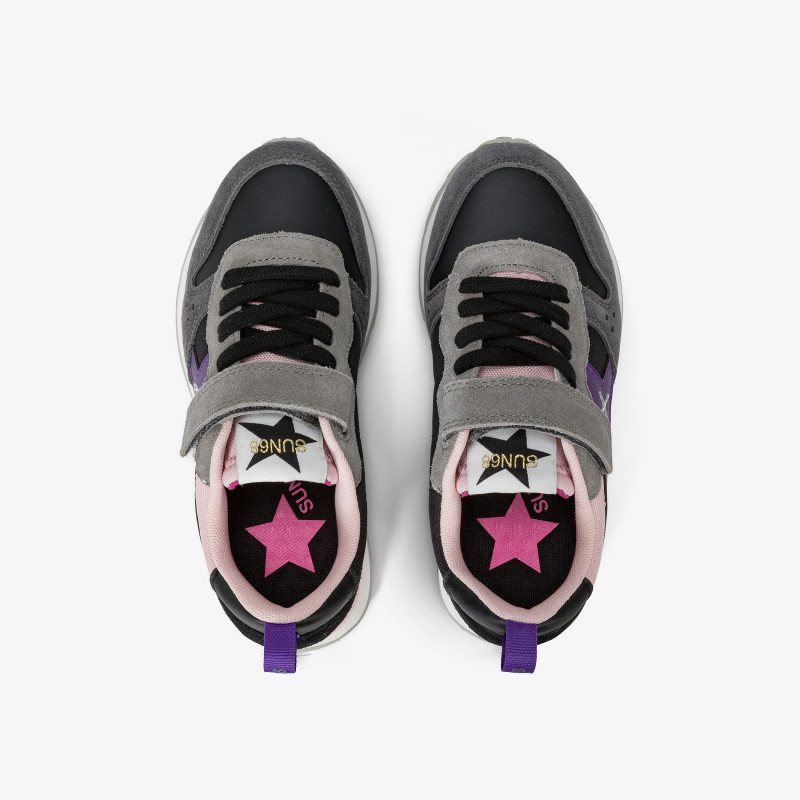 Girls’ Stargirl Multicolour nylon and suede sneaker BLACK