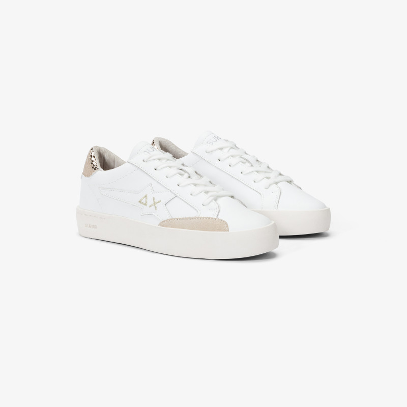 Girls’ Katy leather sneaker WHITE/GOLD