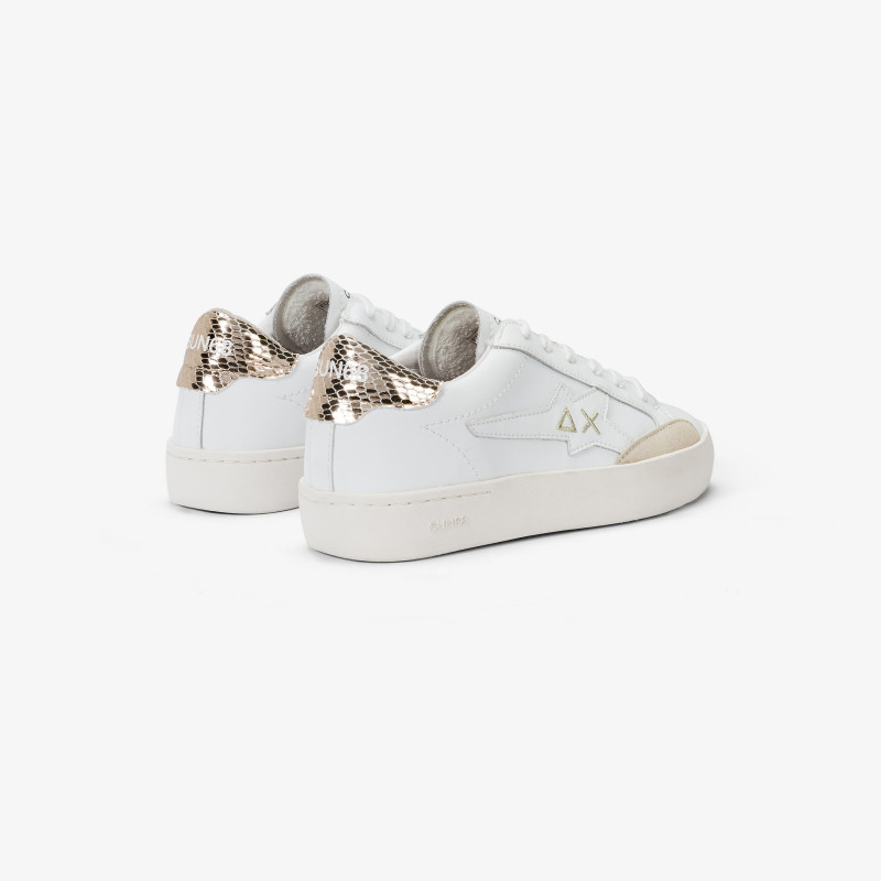 Girls’ Katy leather sneaker WHITE/GOLD