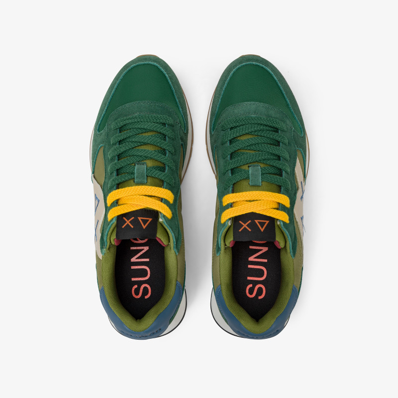 Sneaker Jaki Bicolor in nylon e suede verde scuro