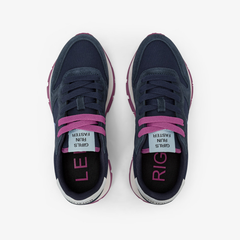Navy blue Ally Solid nylon and suede sneaker