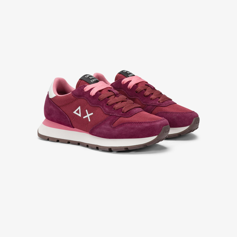 Bordeaux Ally Solid nylon and suede sneaker