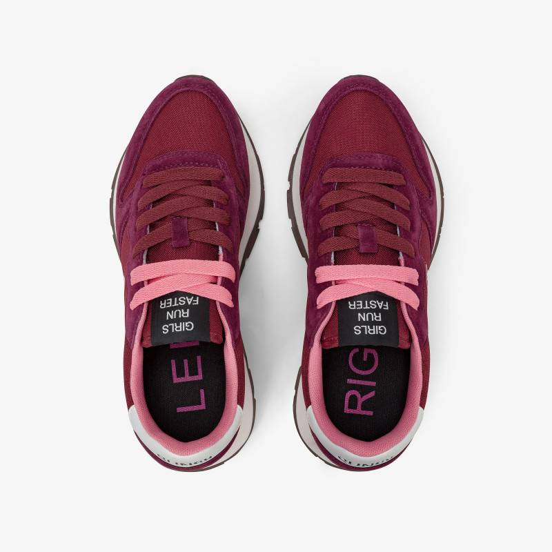 Bordeaux Ally Solid nylon and suede sneaker