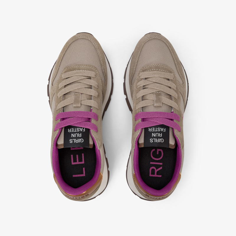 Dark beige Ally Solid nylon and suede sneaker
