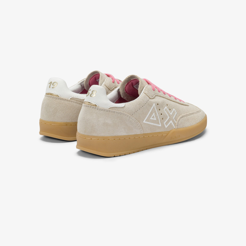Sneaker California Sun in suede con logo bianco panna