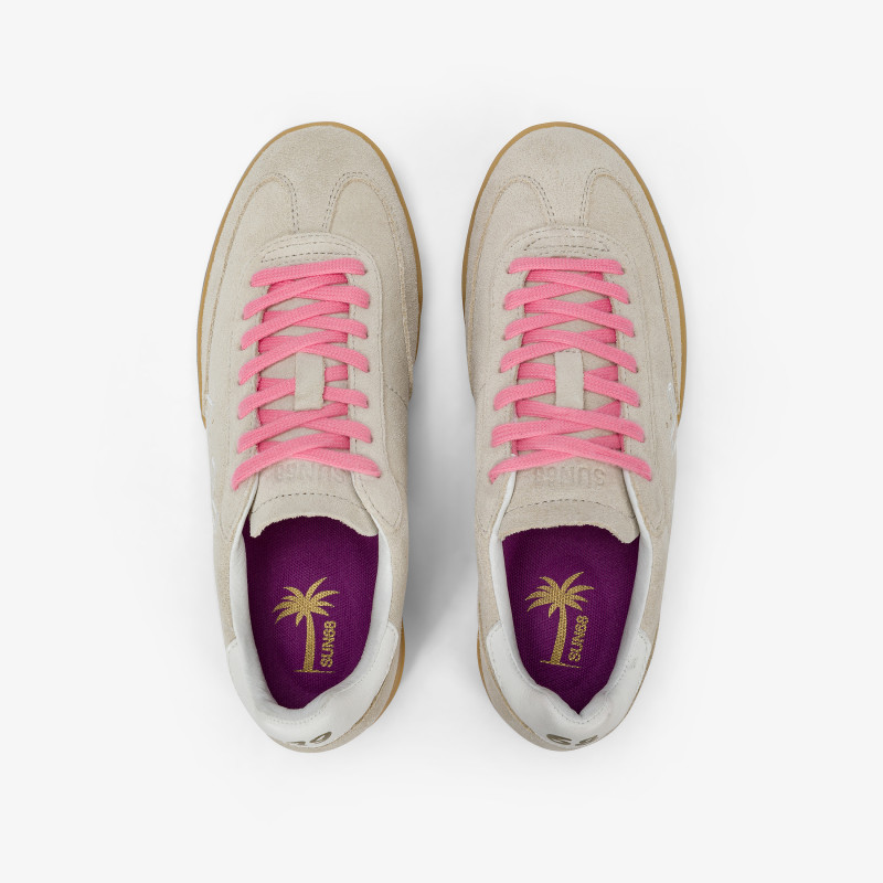 Sneaker California Sun in suede con logo bianco panna