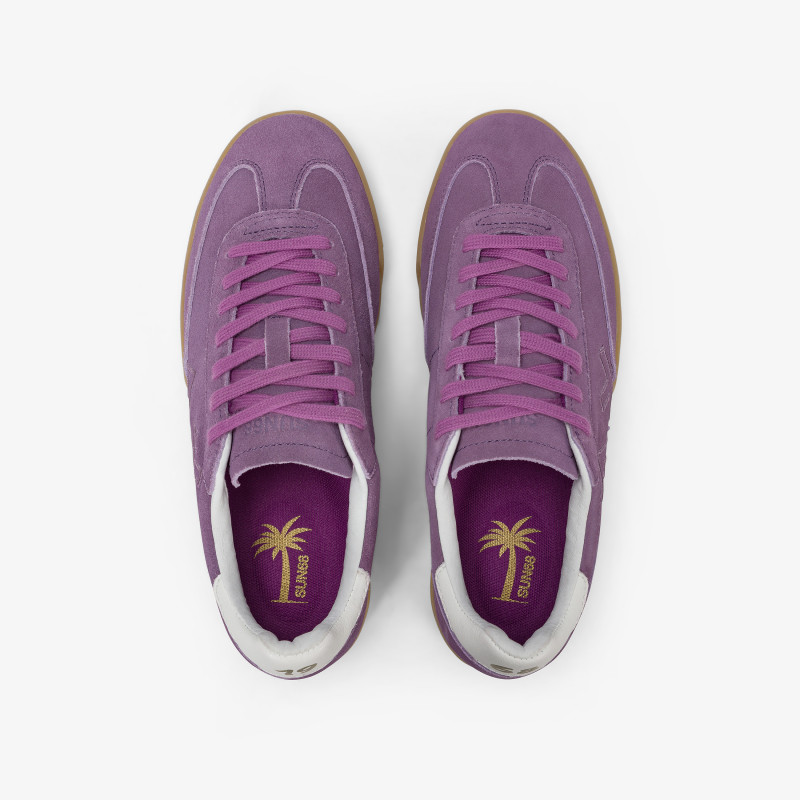 Sneaker California Sun in suede con logo malva