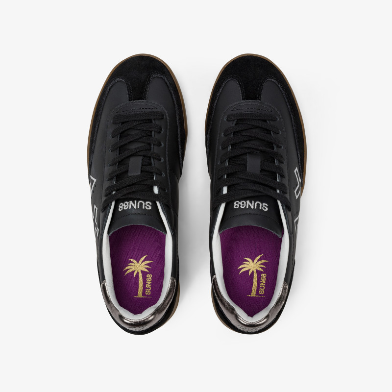 Sneaker California Sun in pelle e suede nero