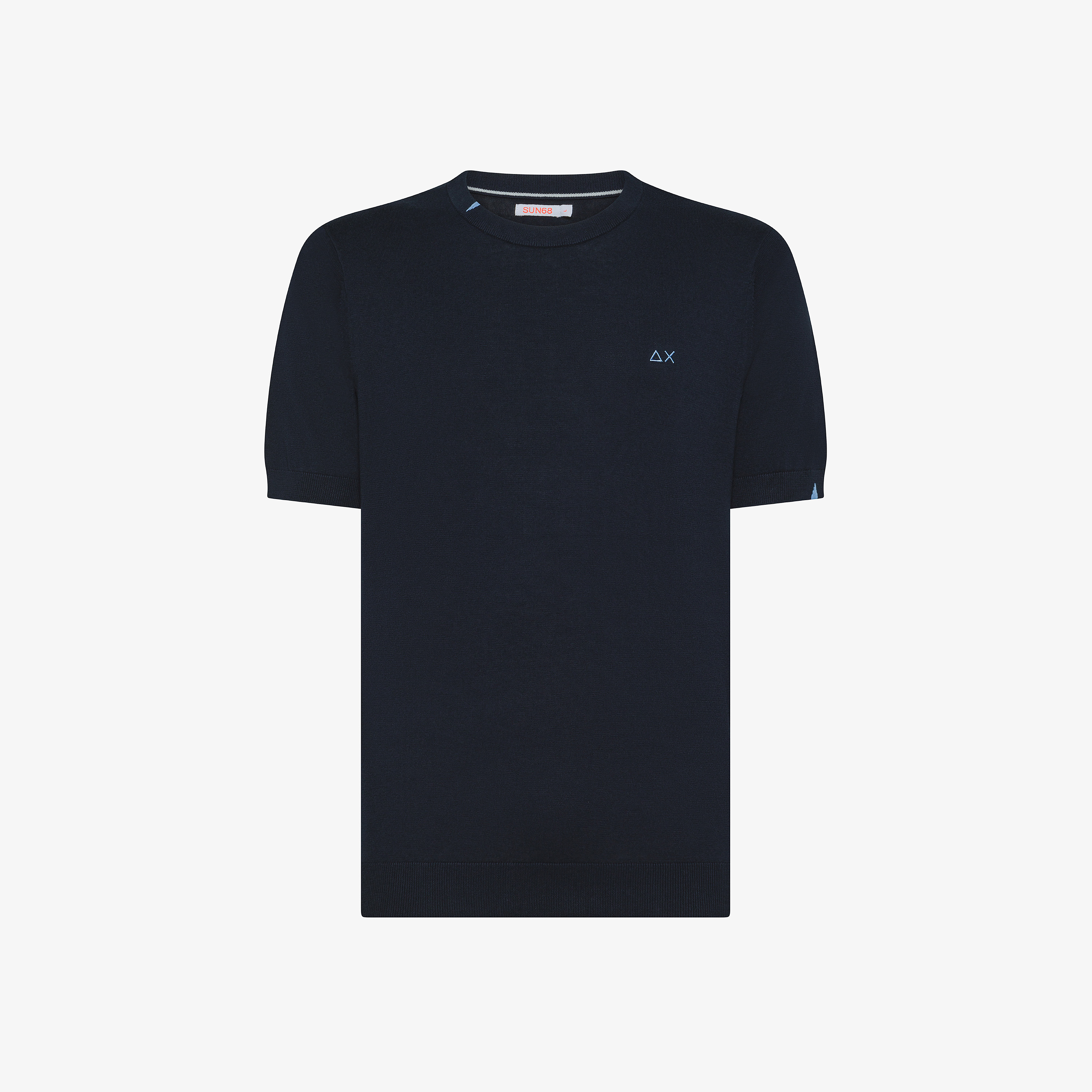 T-shirt in maglia in cotone blu navy
