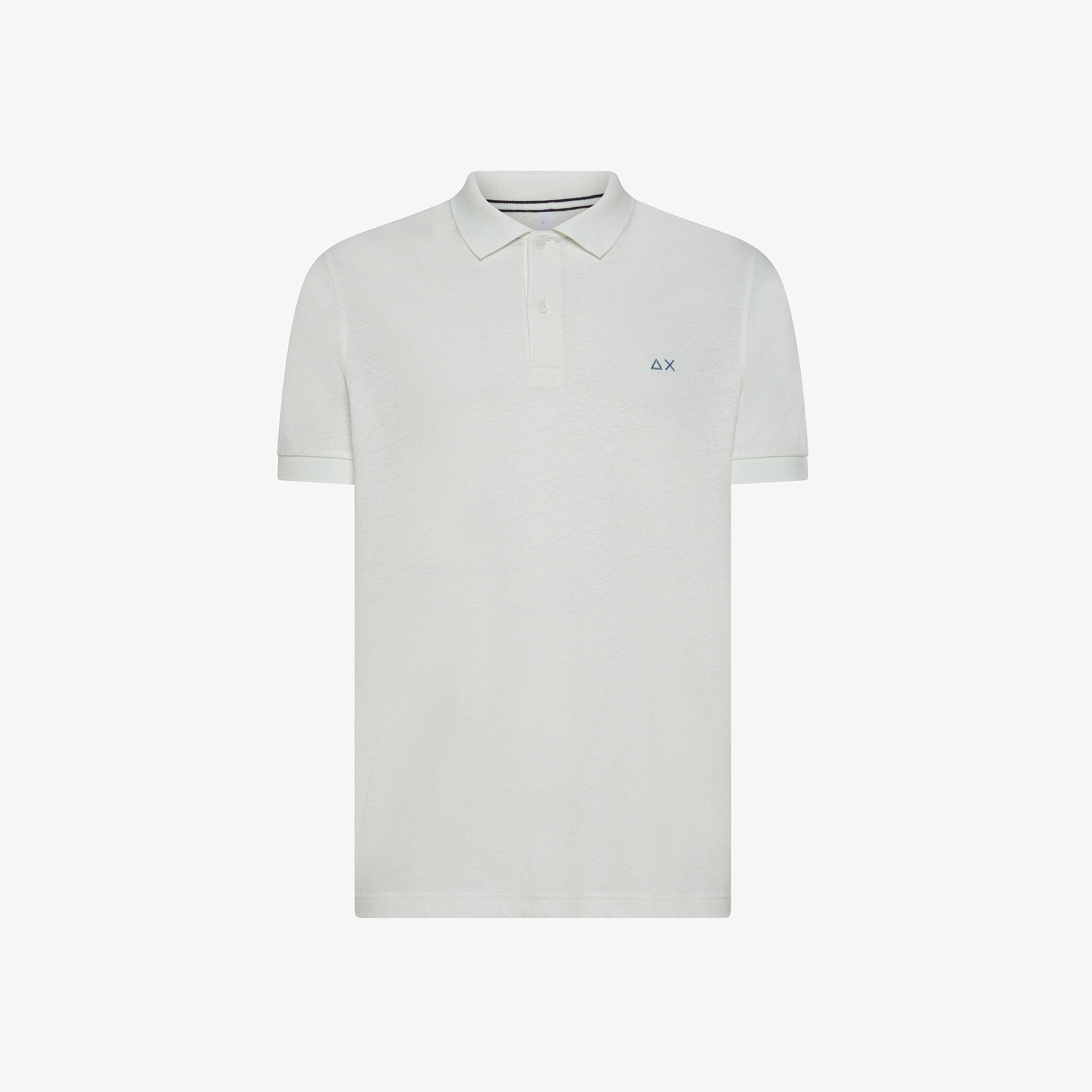 Polo in lino e cotone bianco panna