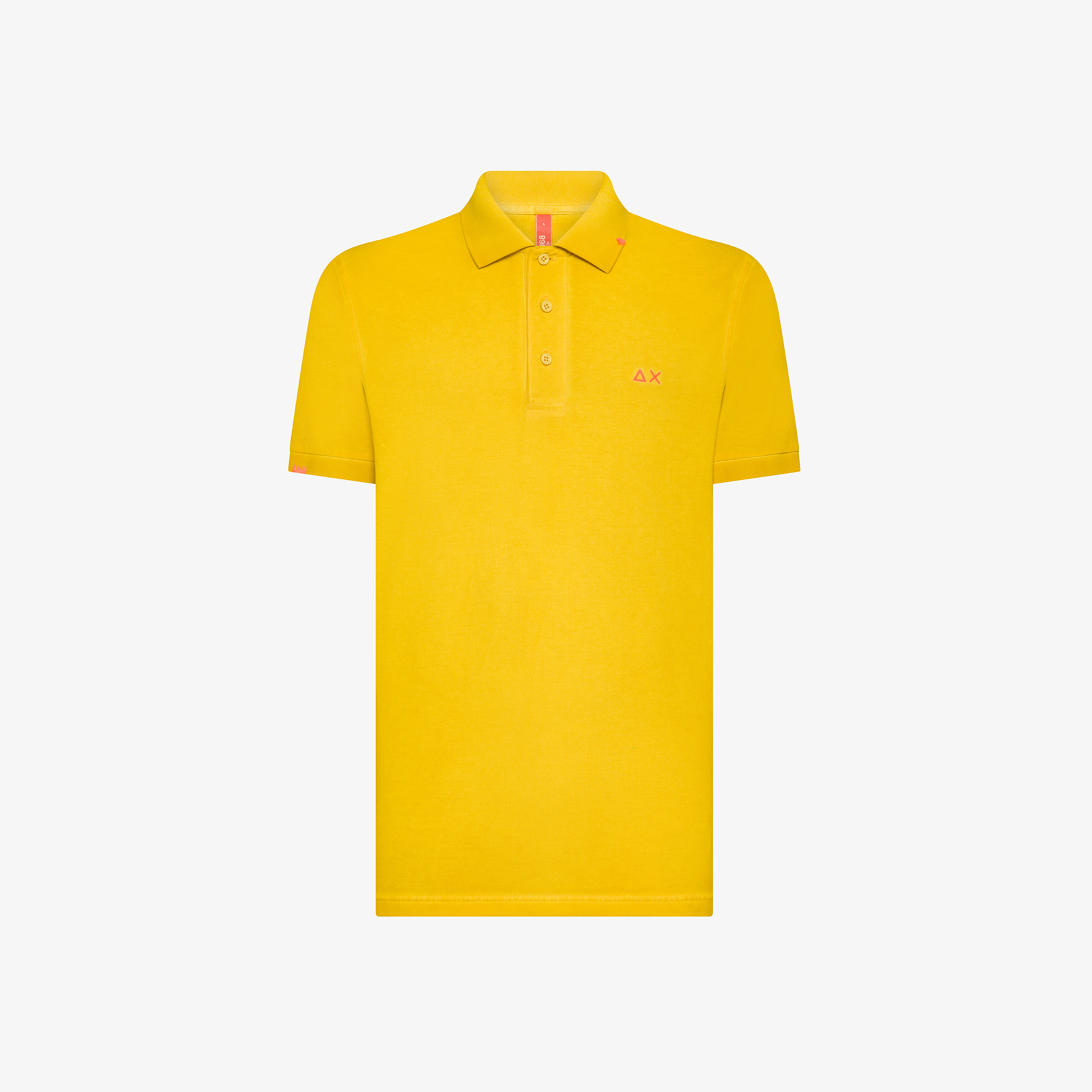 Yellow polo shirt with fluorescent embroidery