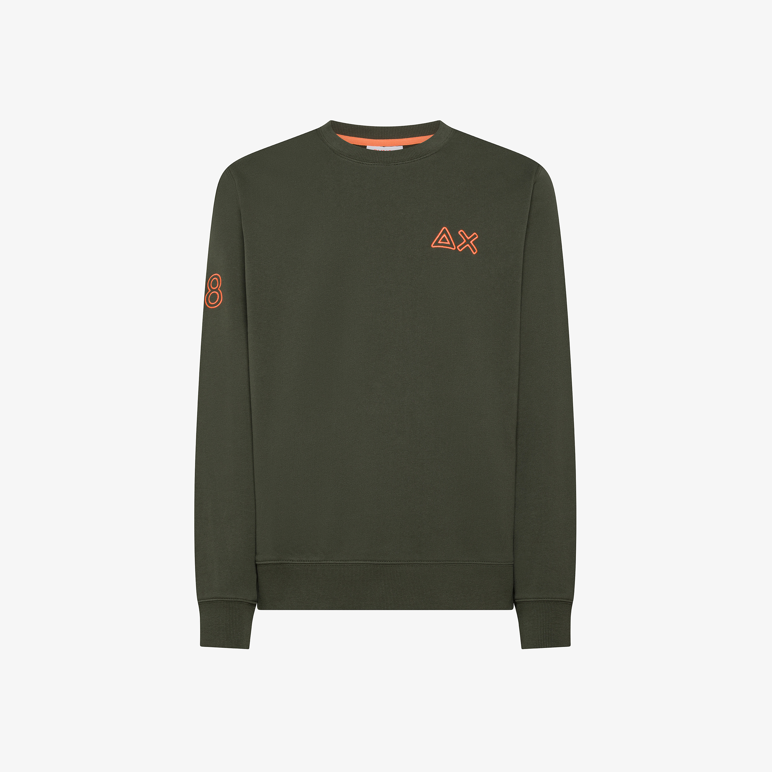 Felpa girocollo con logo fluo militare scuro