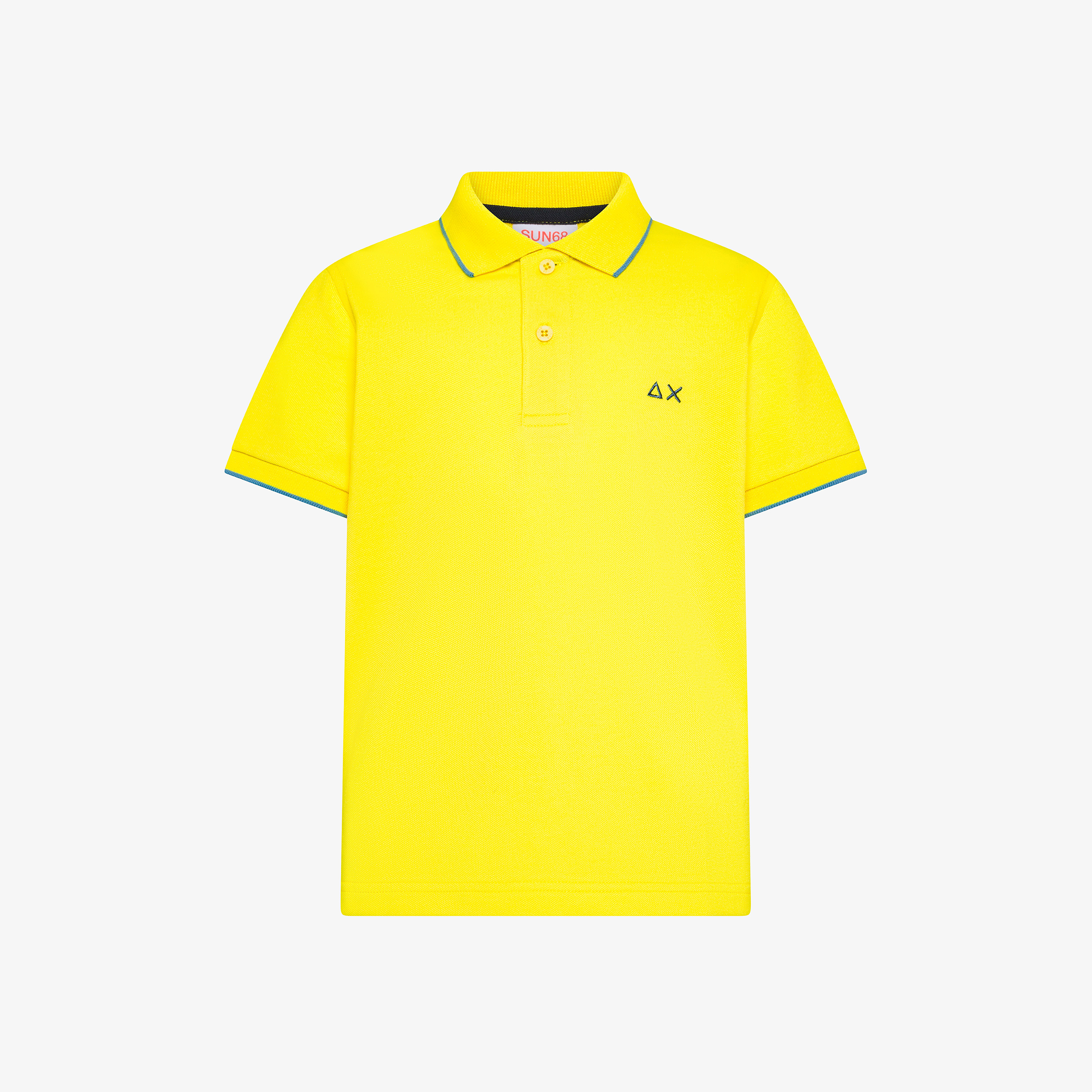 Boy's polo small stripe on collar s/s