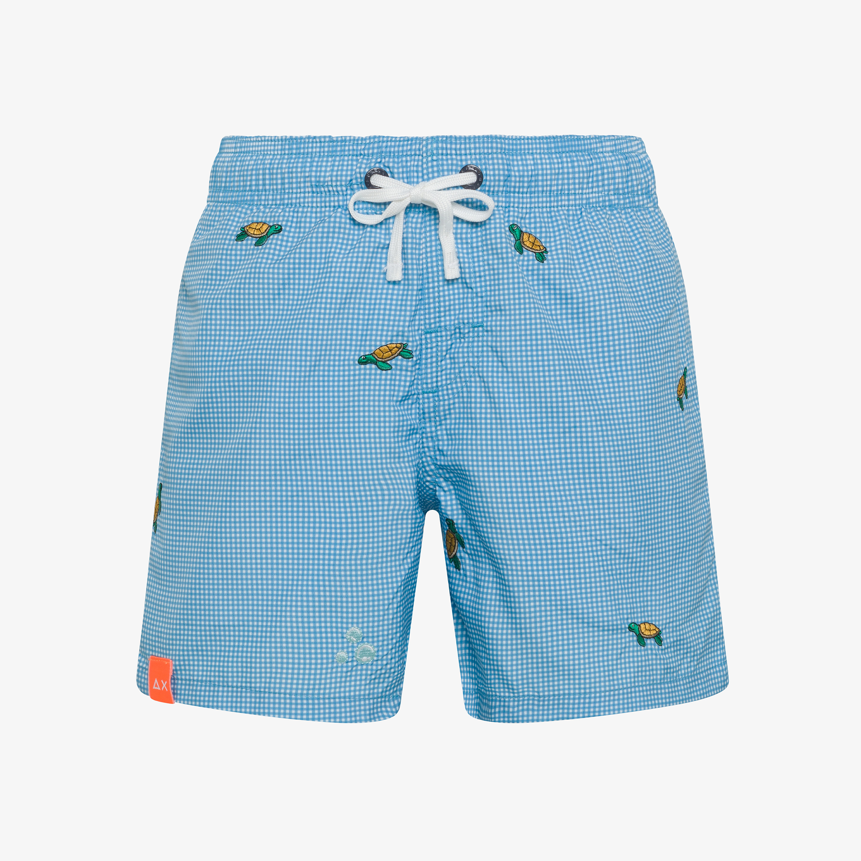 Boxer mare turchese e bianco con ricami