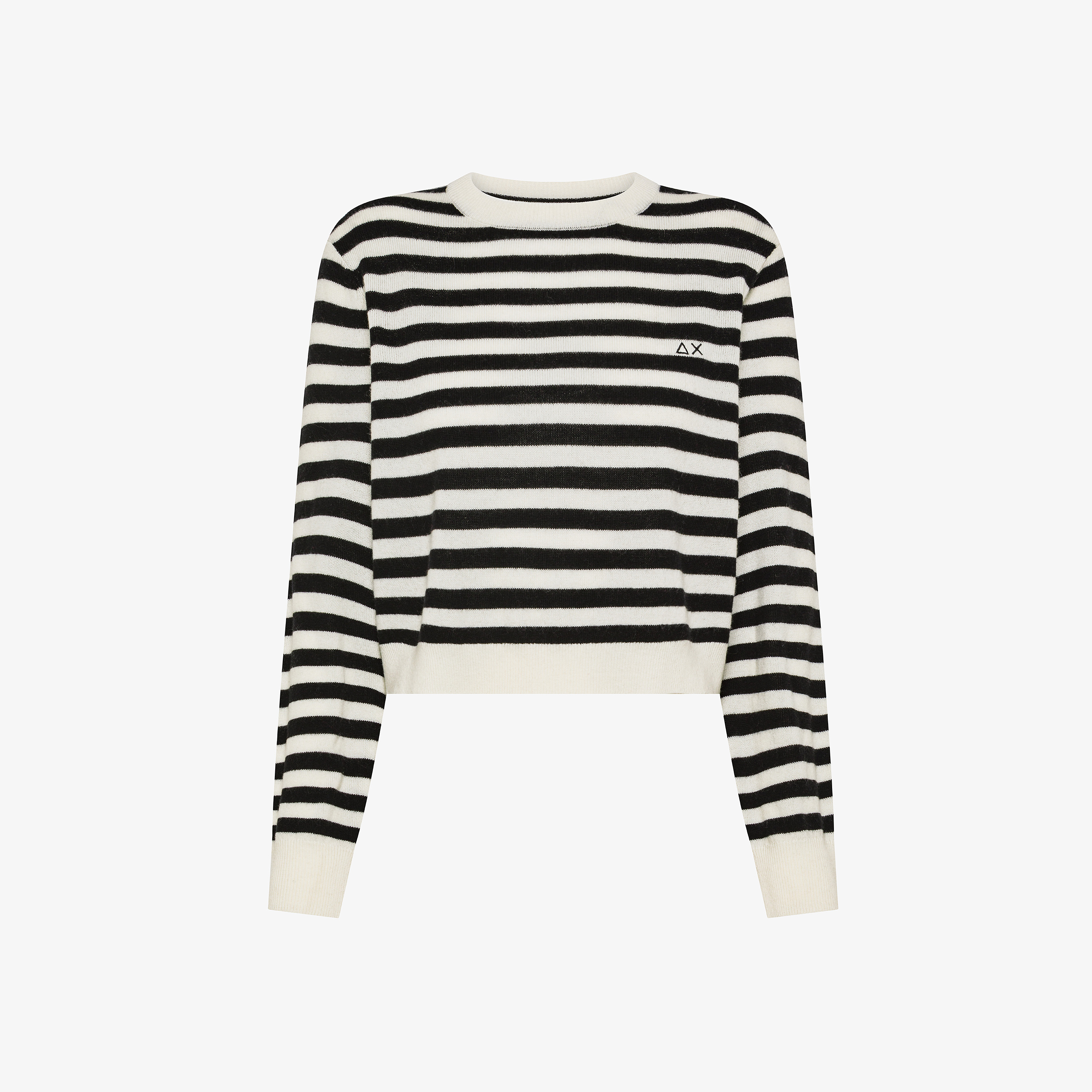 Maglia a righe in lana e cashmere bianco panna / nero