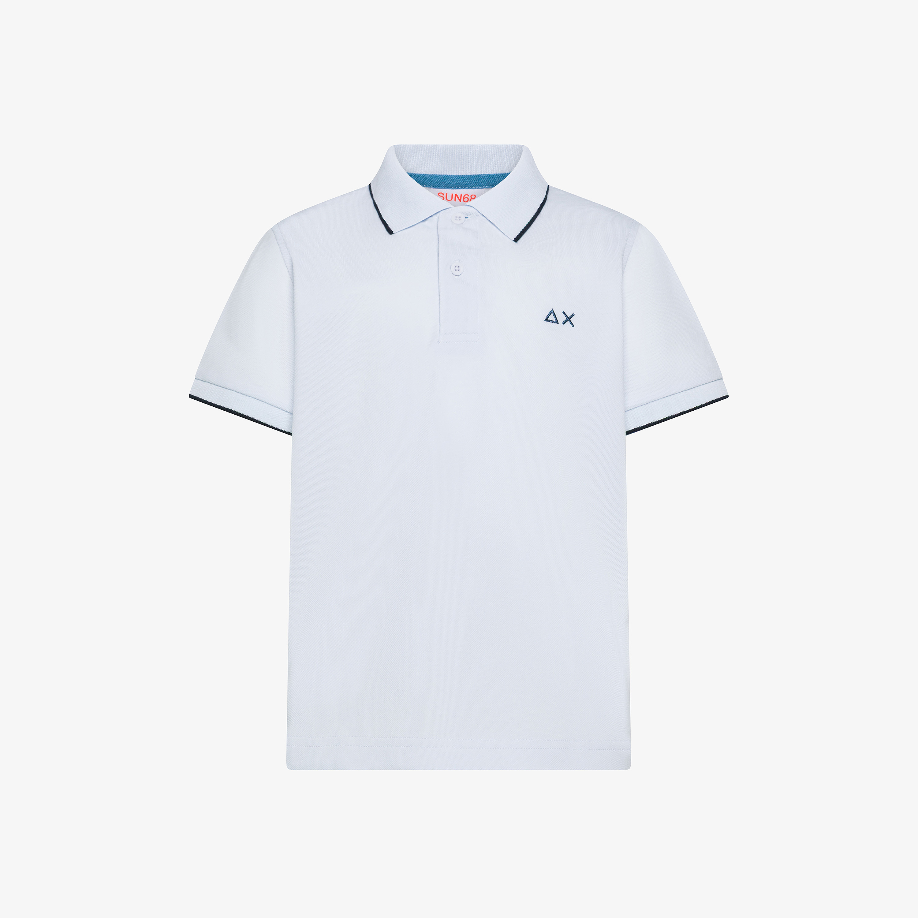 Boy's polo small stripe on collar s/s