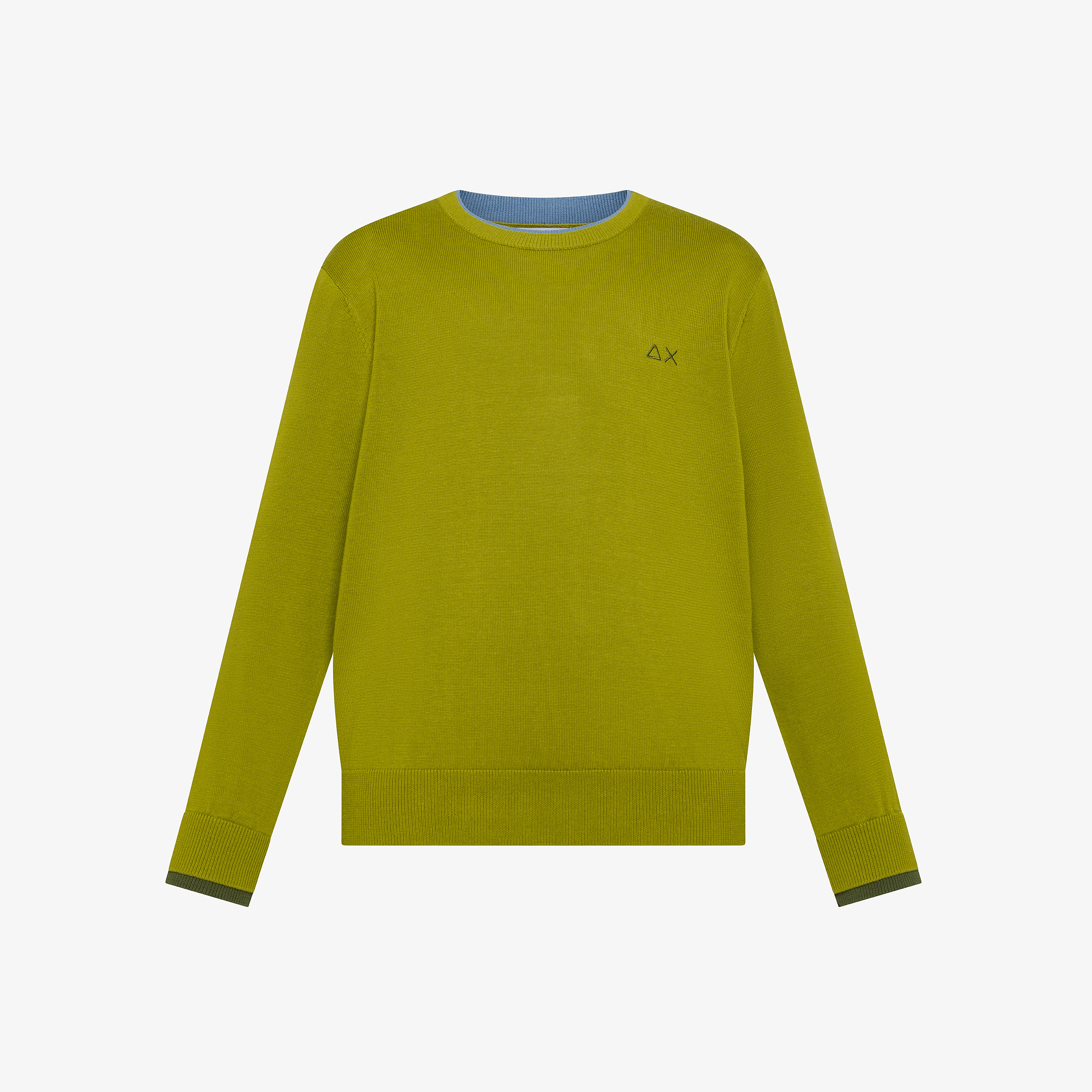 Maglia girocollo in cotone verde oliva