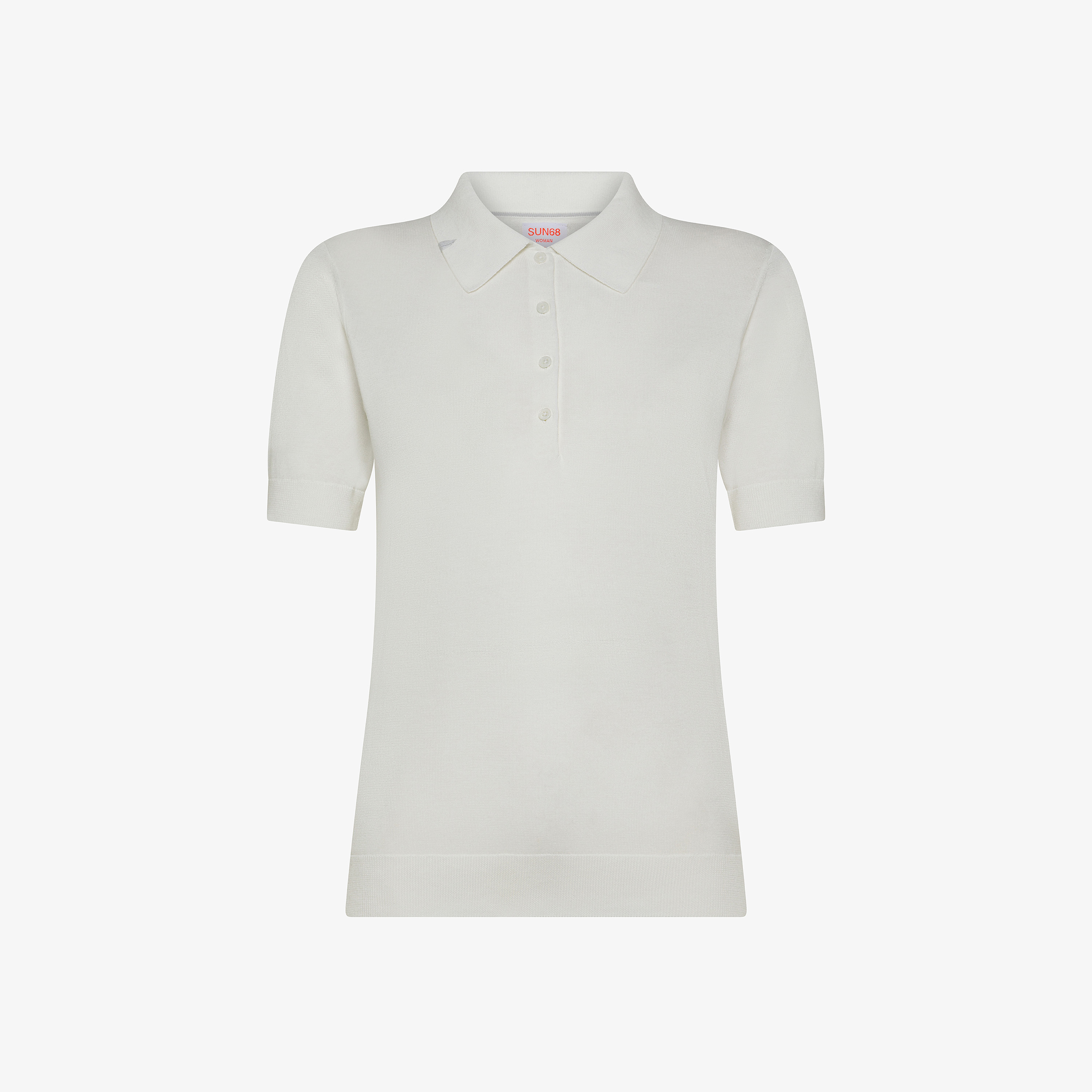 Off white knitted cotton polo shirt
