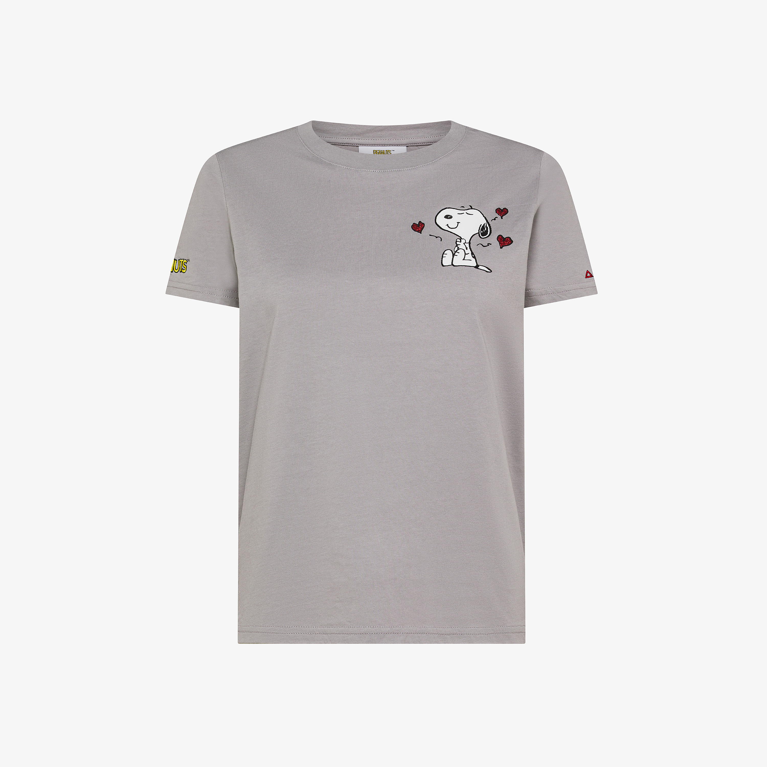T-shirt girocollo Peanuts in jersey di cotone grigio medio