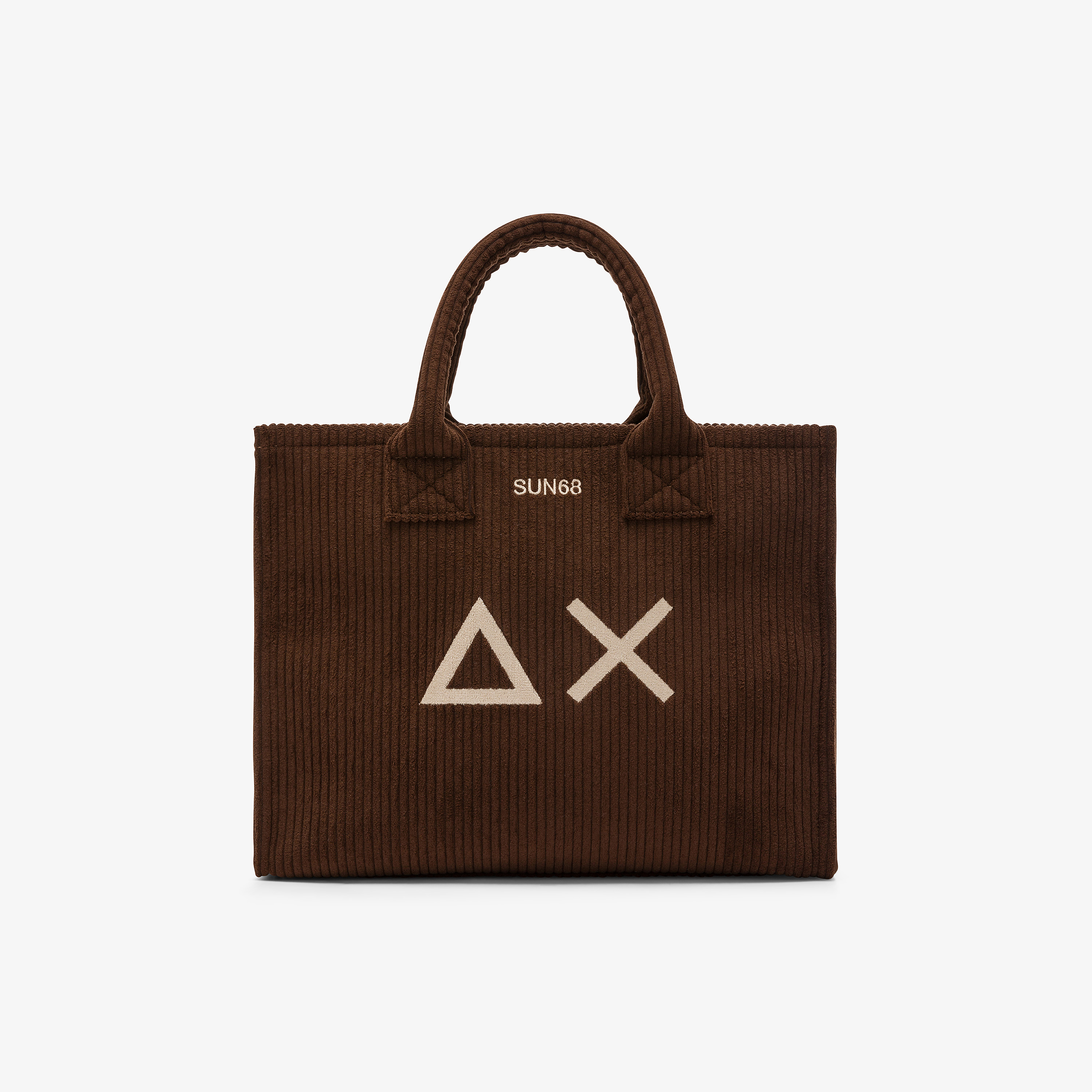 Shopping bag midi Cali in velluto con logo marrone