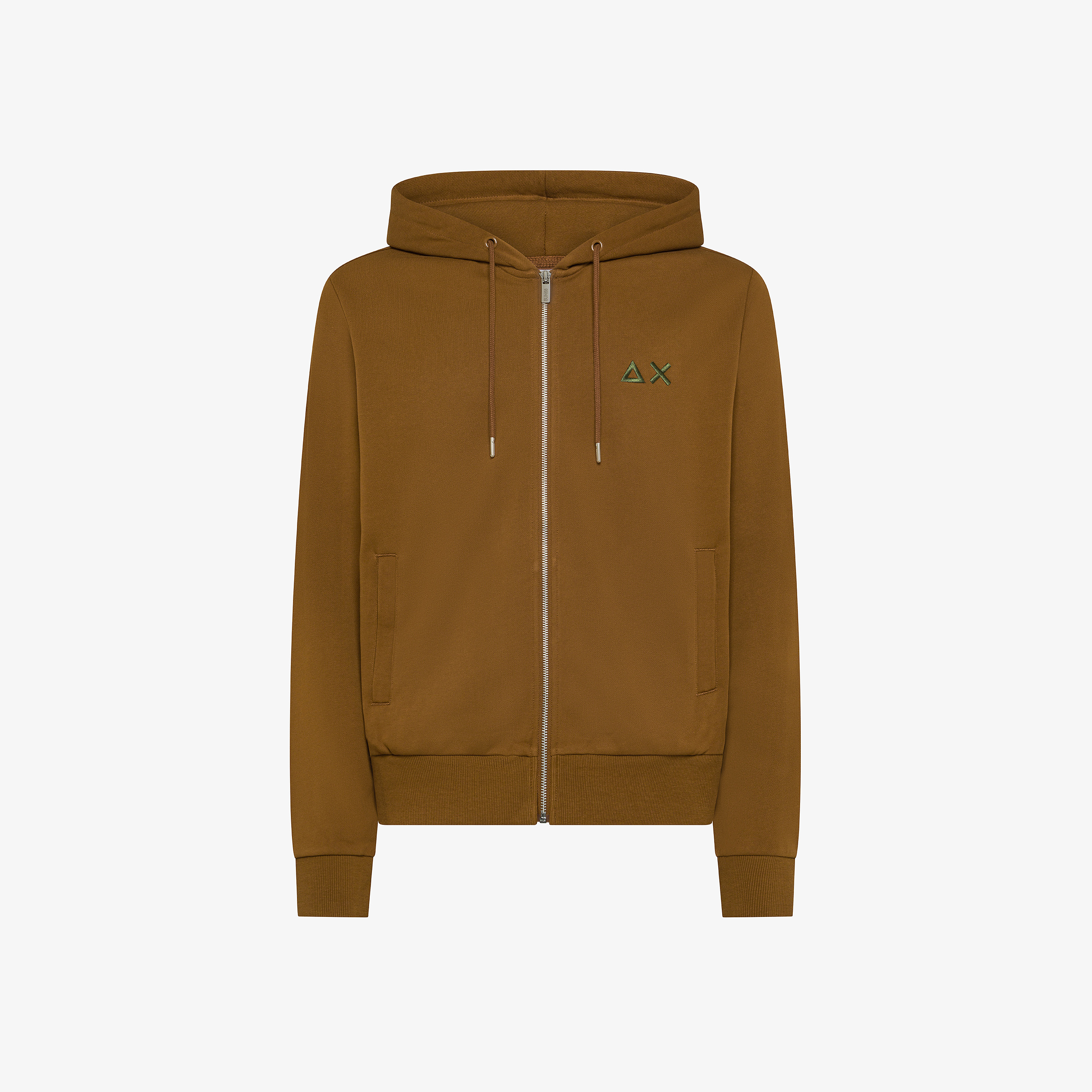 Felpa in cotone con zip e cappuccio volpe