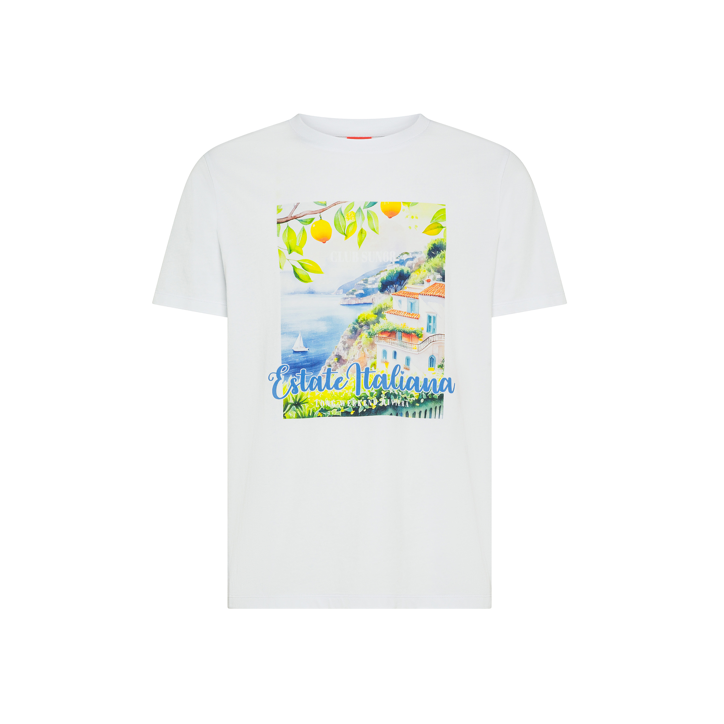 T-shirt in jersey di cotone con stampa bianco/rosso fuoco