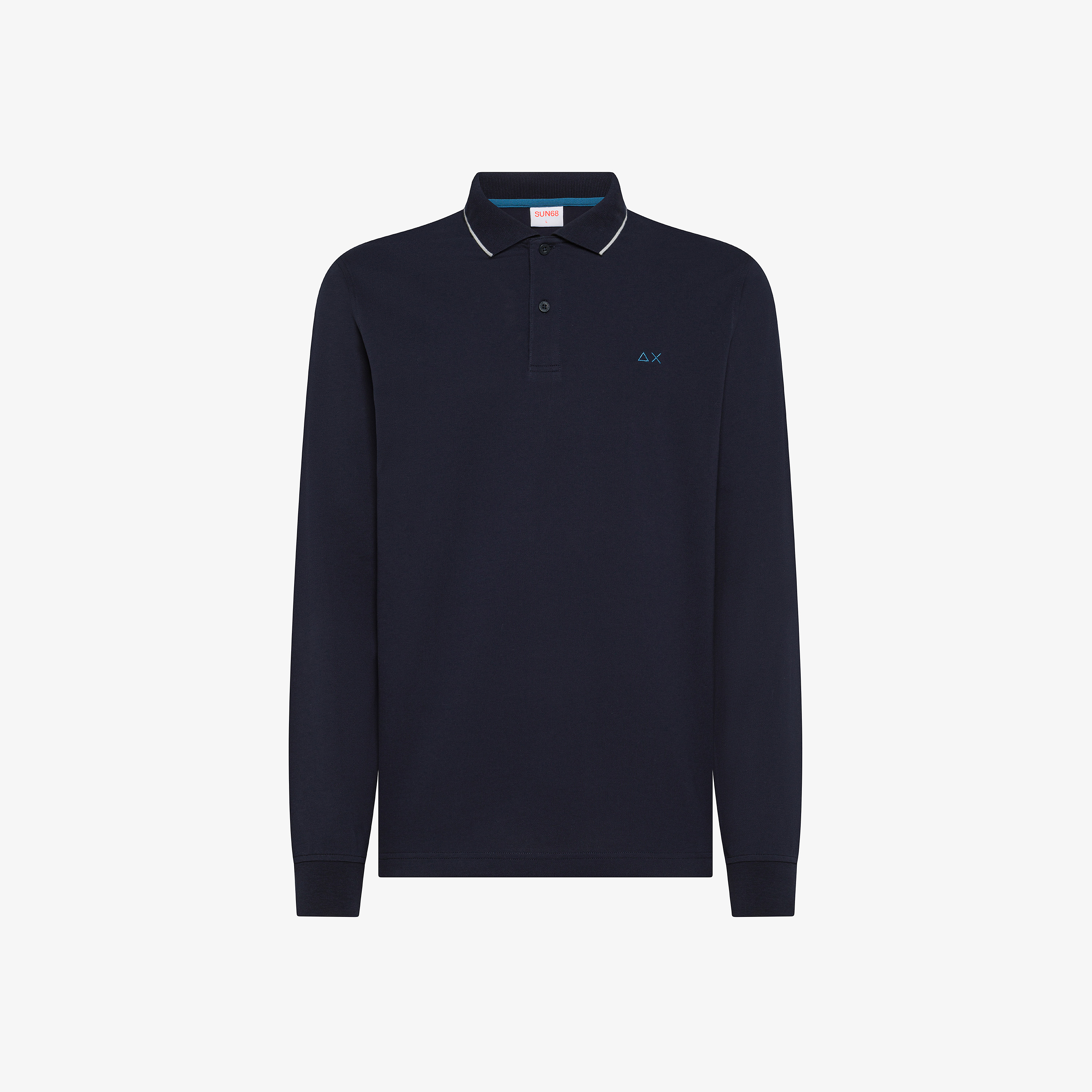 Navy blue cotton piqué polo shirt with logo