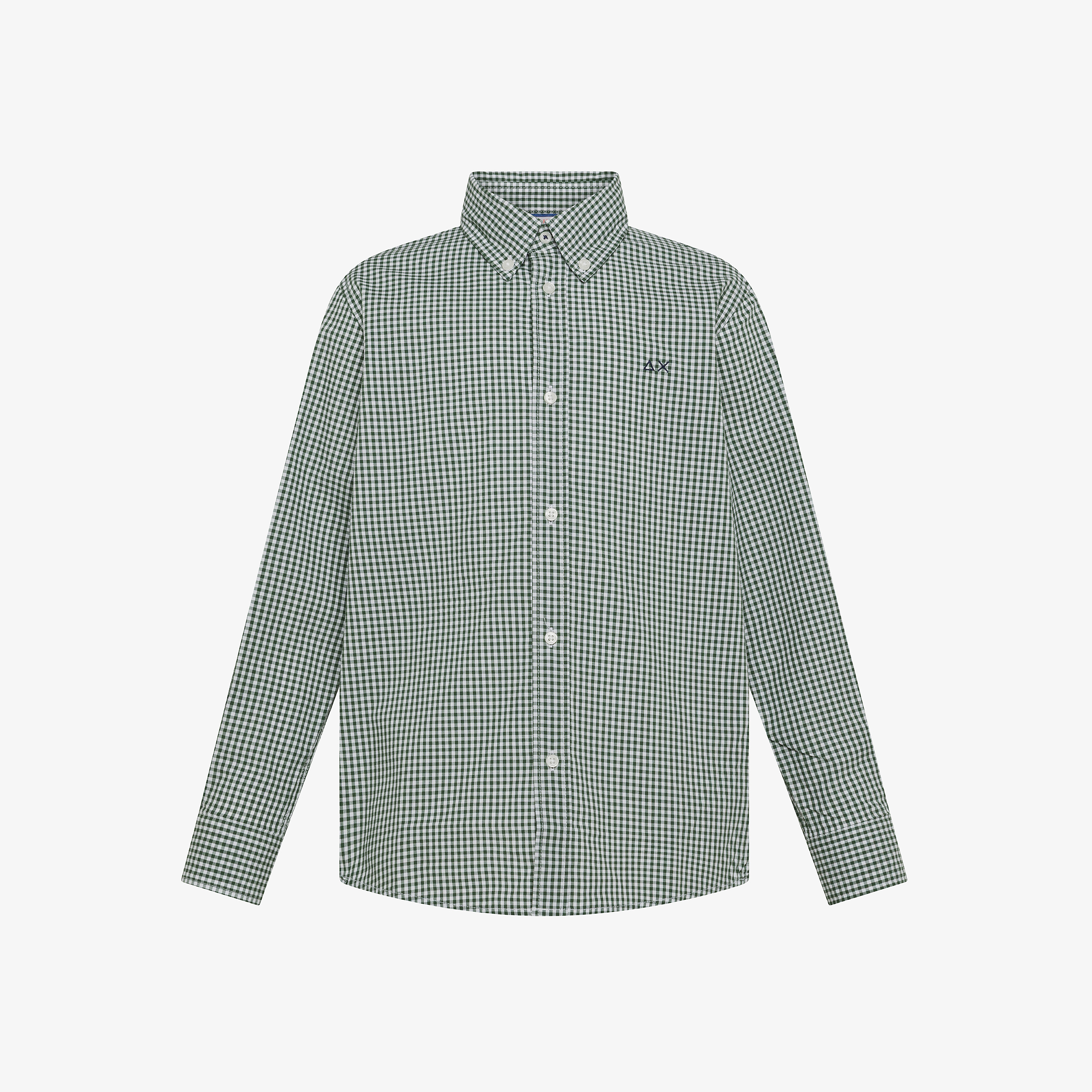Dark green/white checked cotton shirt