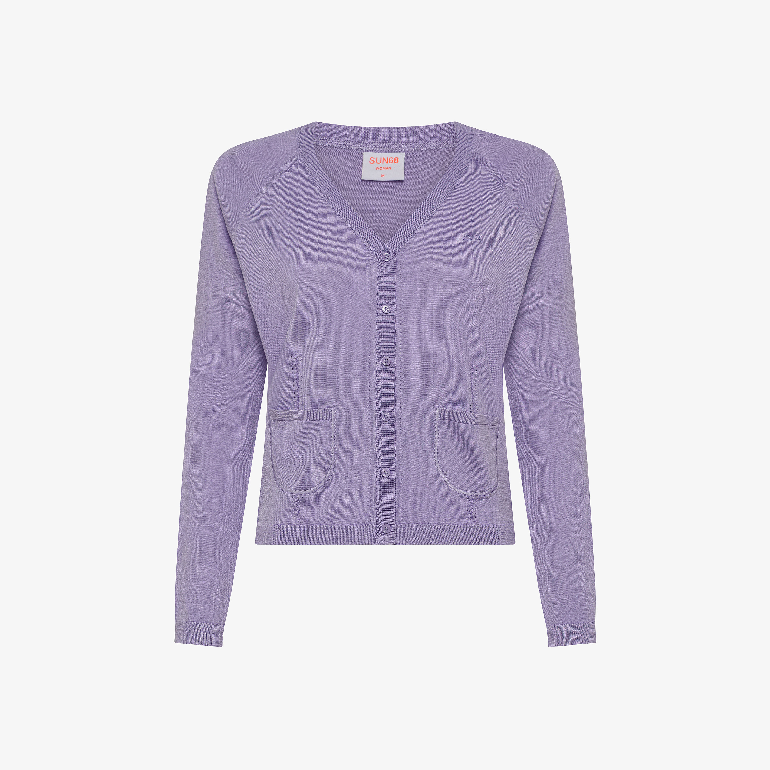 Cardigan ciclamino in maglia con bottoni