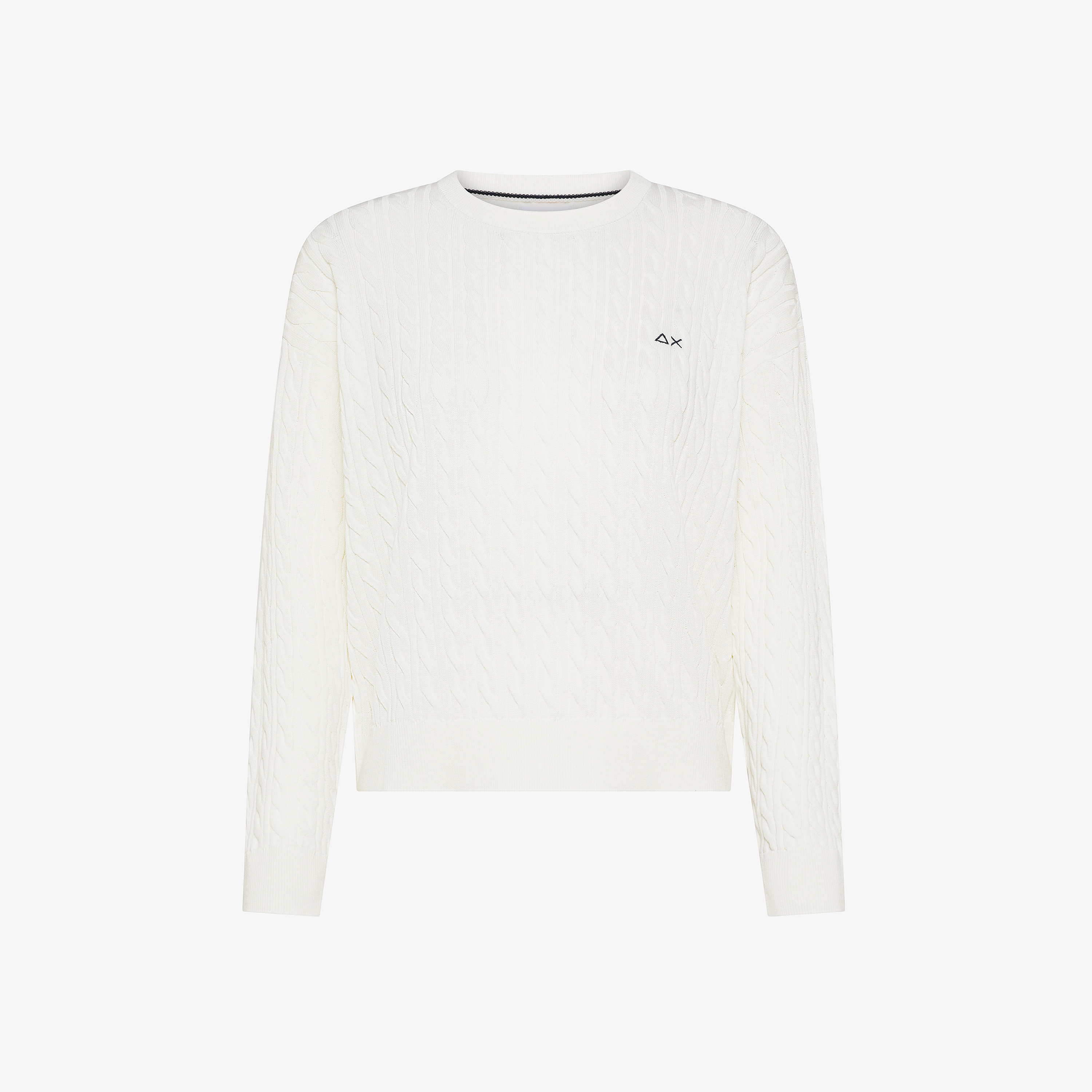Off white cotton cable-knit jumper