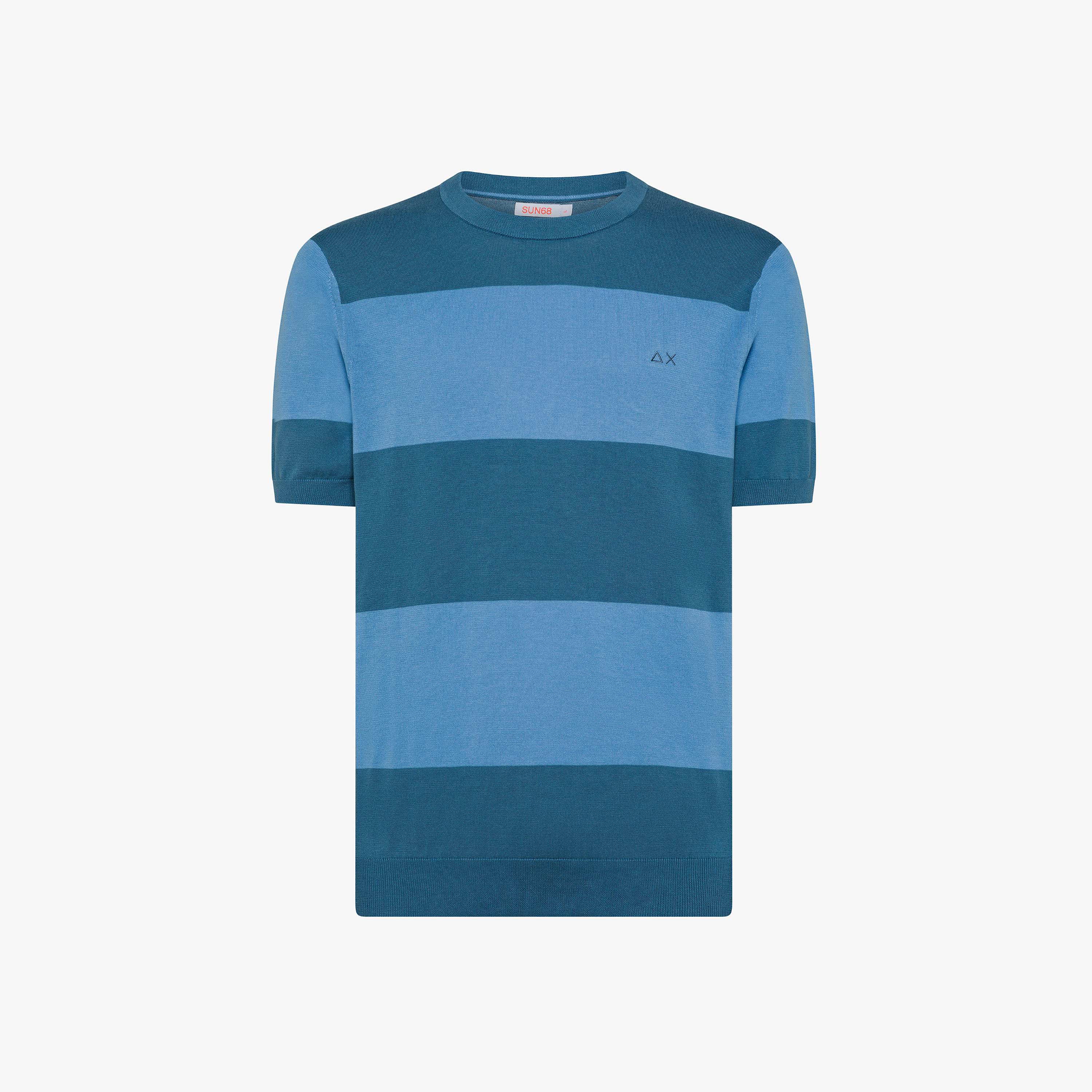 T-shirt in maglia a righe avio scuro e avio