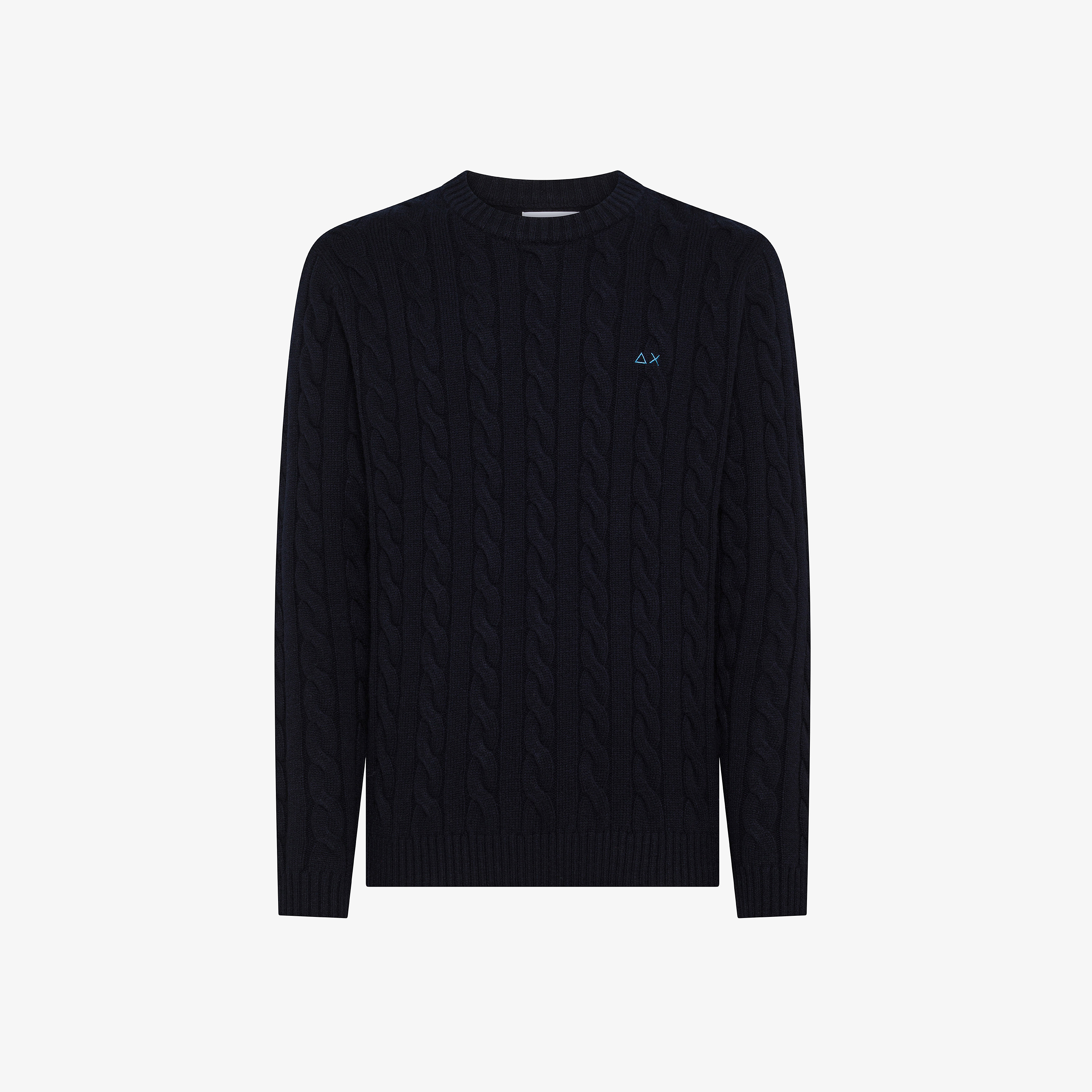 Maglia girocollo in misto lana a trecce navy blue